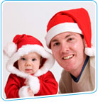 Dad and baby at Christmas