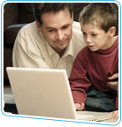 Dad and child at computer