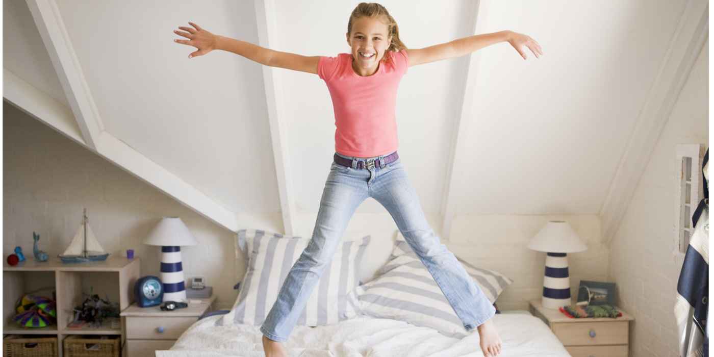 arms young bed tween jumping tweens development outstretched parenting discipline monster